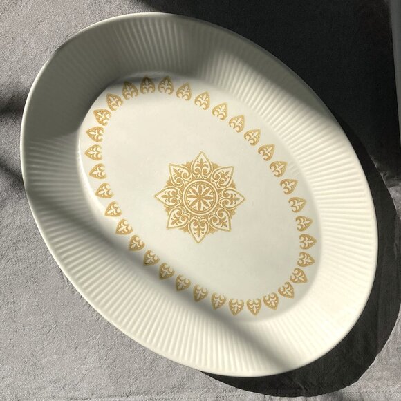Vintage Sheffield Serenade Serving Platter 11.5” Oval – Gold Starburst Retro - Picture 3 of 9